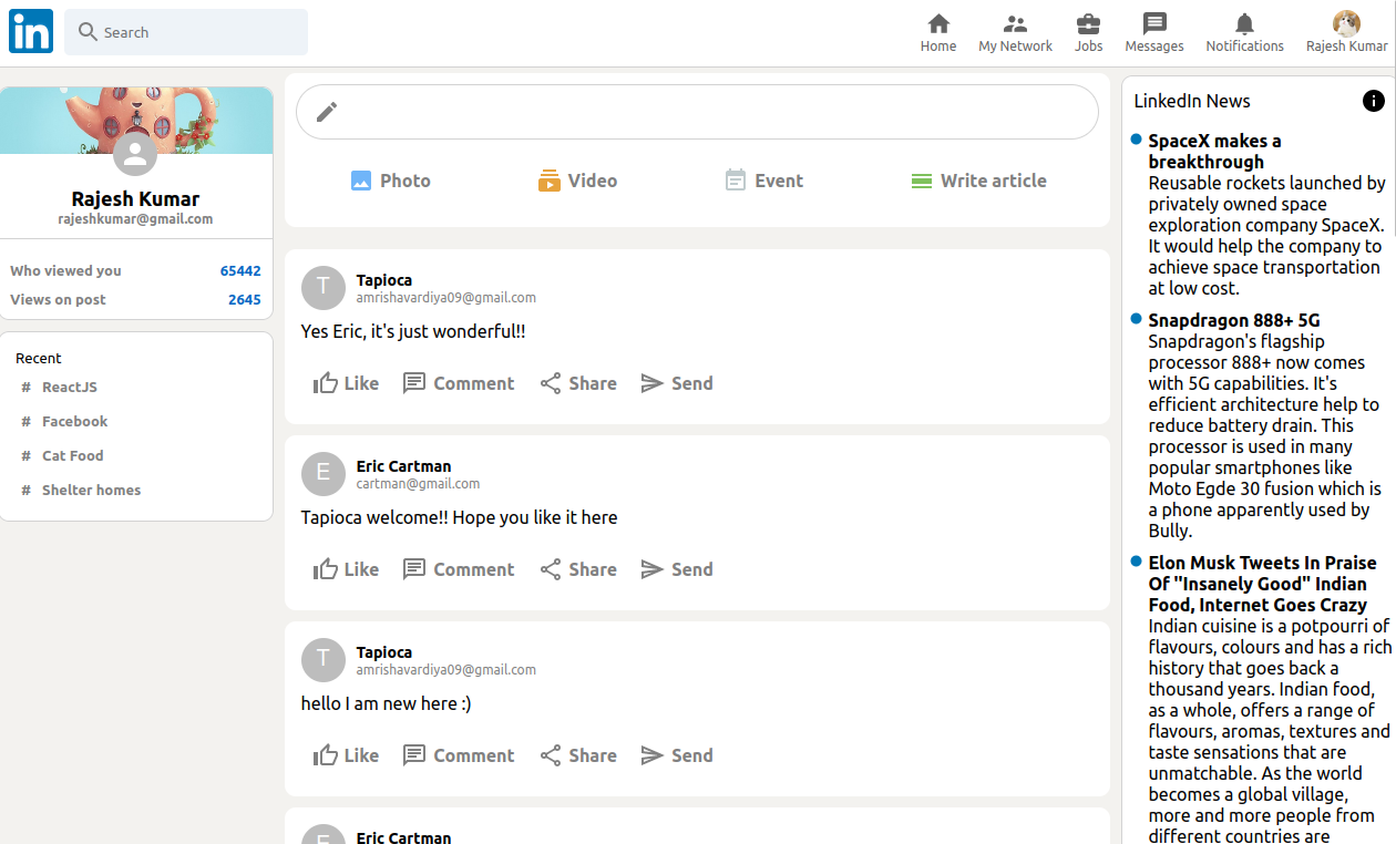 LinkedIn clone image